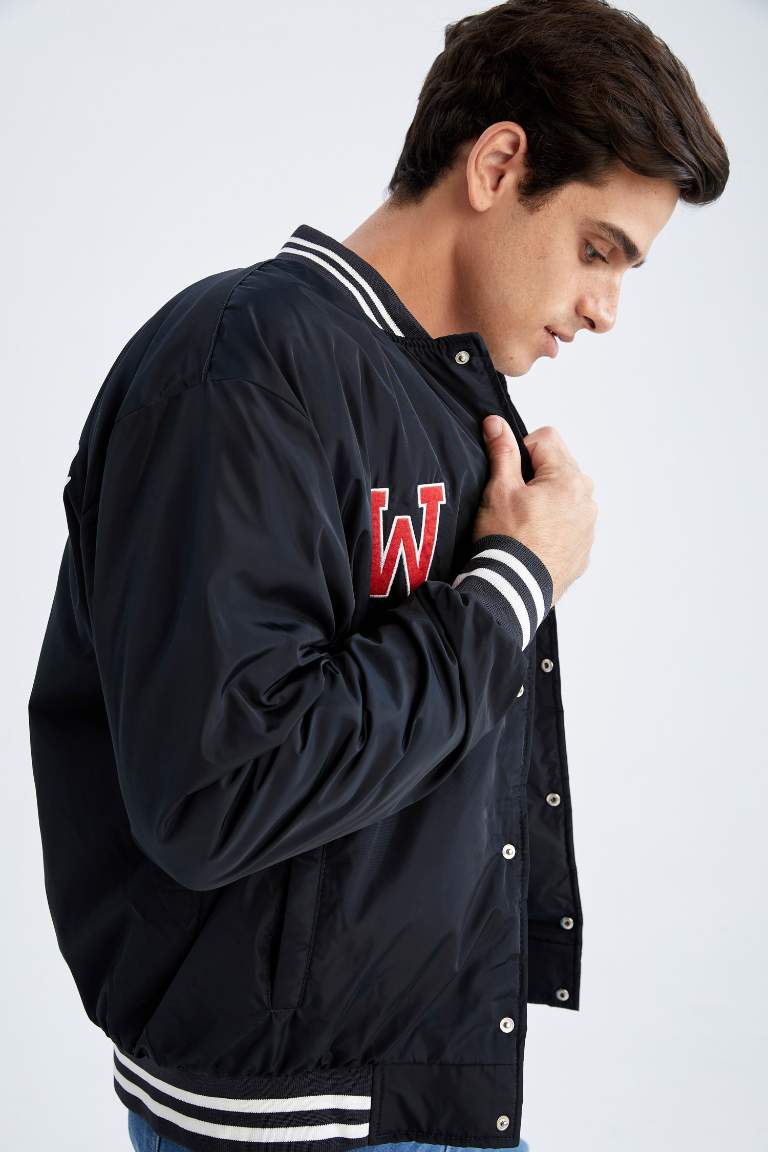 Oversize Geniş Kalıp Kolej Yaka Bomber Mont