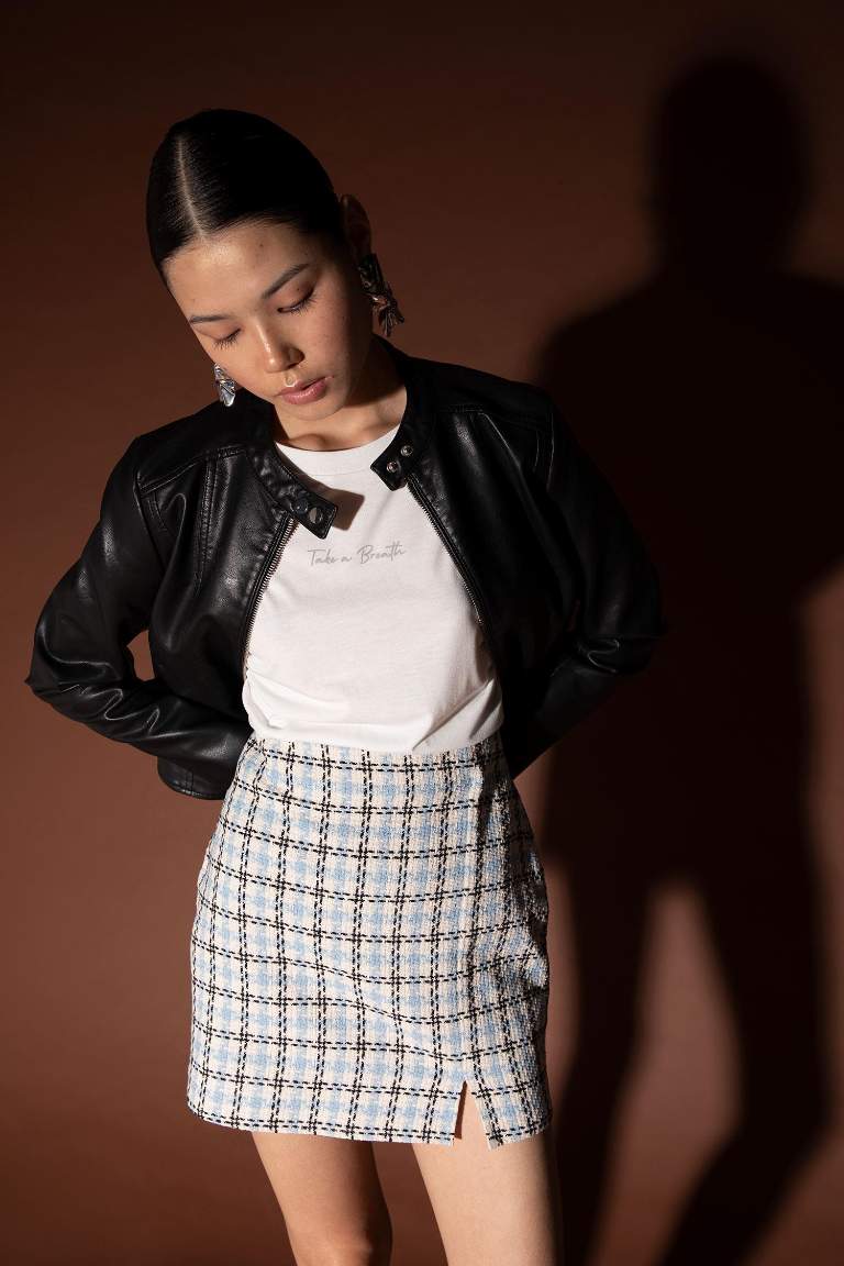 Regular Fit Suni Deri Su İtici Mont