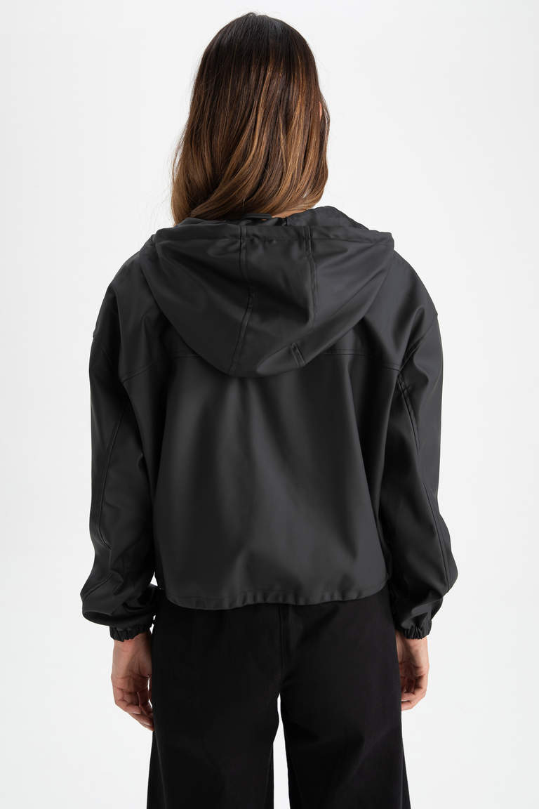 Black WOMAN Relax Fit Faux Leather Raincoat 2442458 | DeFacto