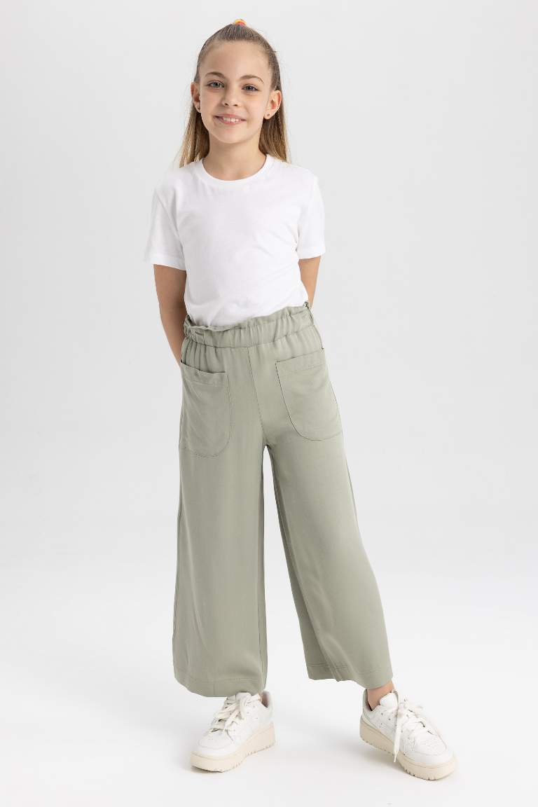 Girl Wide Leg Wide Leg Viscose Trousers