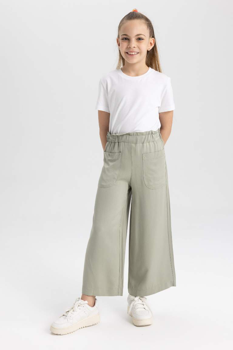 Girl Wide Leg Wide Leg Viscose Trousers