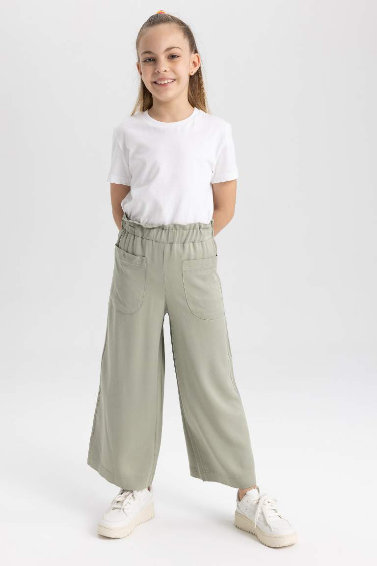 Girl Wide Leg Wide Leg Viscose Trousers