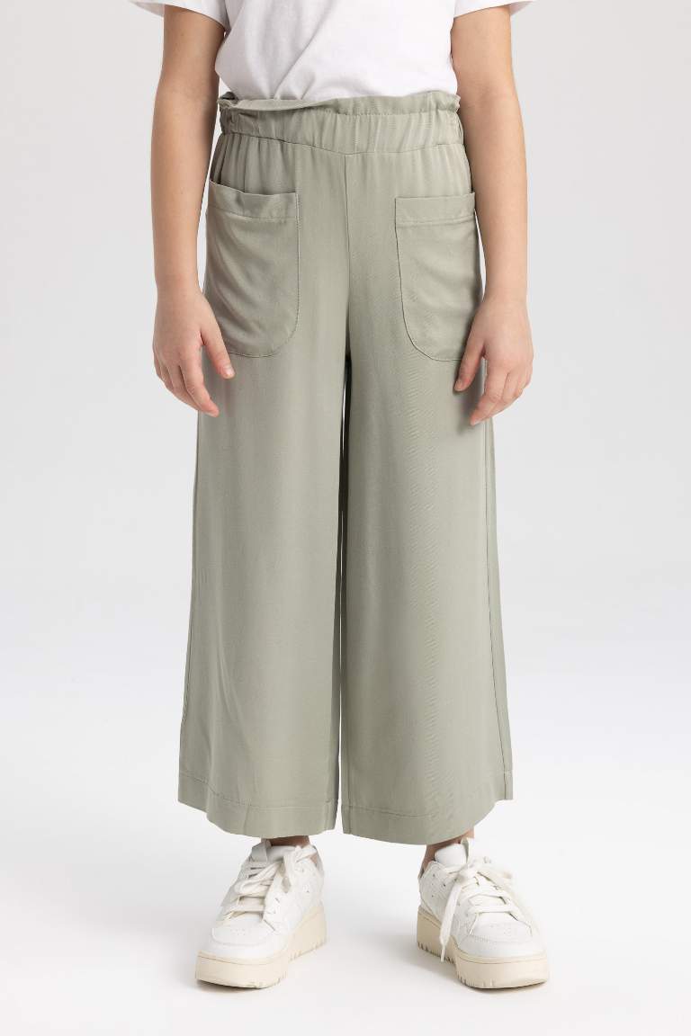 Girl Wide Leg Wide Leg Viscose Trousers