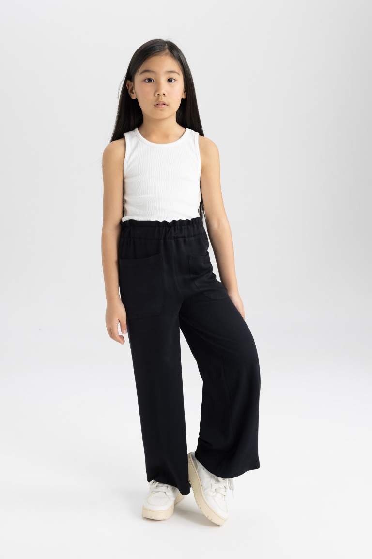 Girl Wide Leg Viscose Trousers