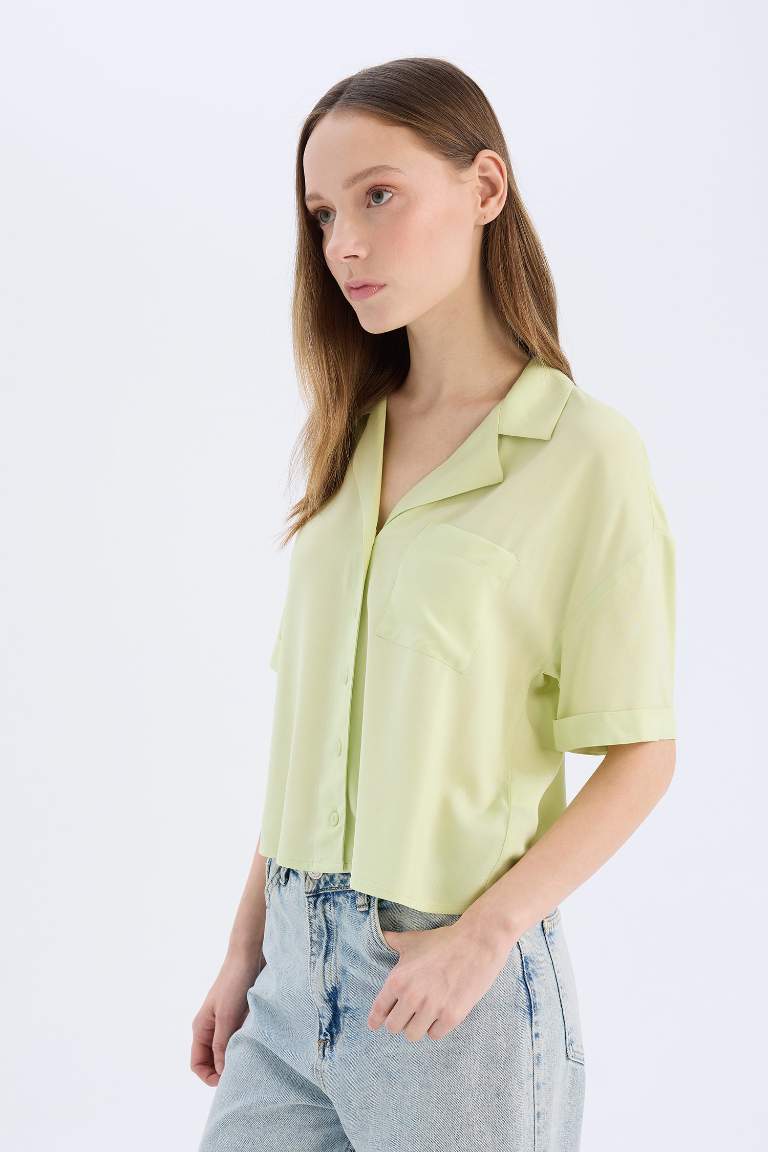 Oversize Fit Pyjamas Collar Short Sleeve Shirt