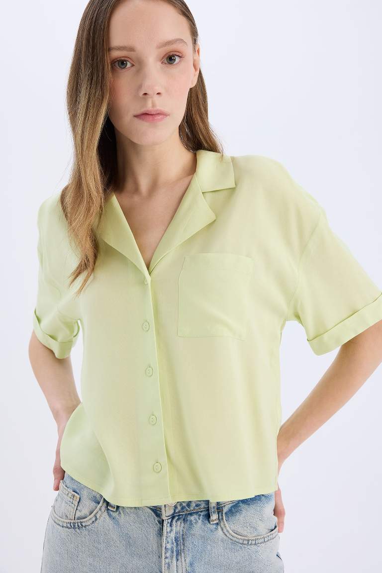 Oversize Fit Pyjamas Collar Short Sleeve Shirt