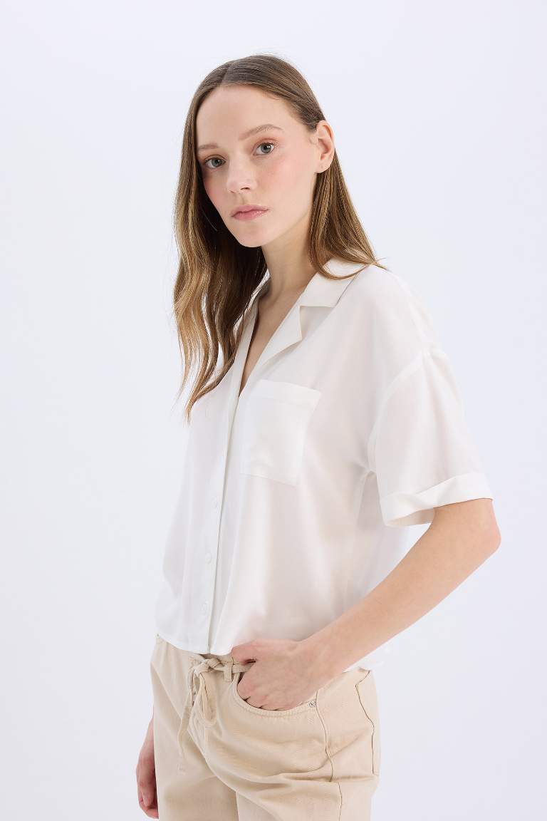 Oversize Fit Pyjamas Collar Short Sleeve Shirt