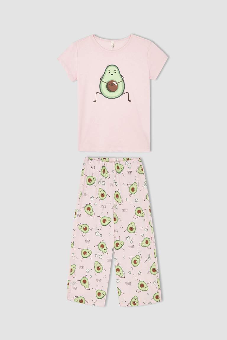 Girl Short Sleeve Avocado Print Pyjama Set