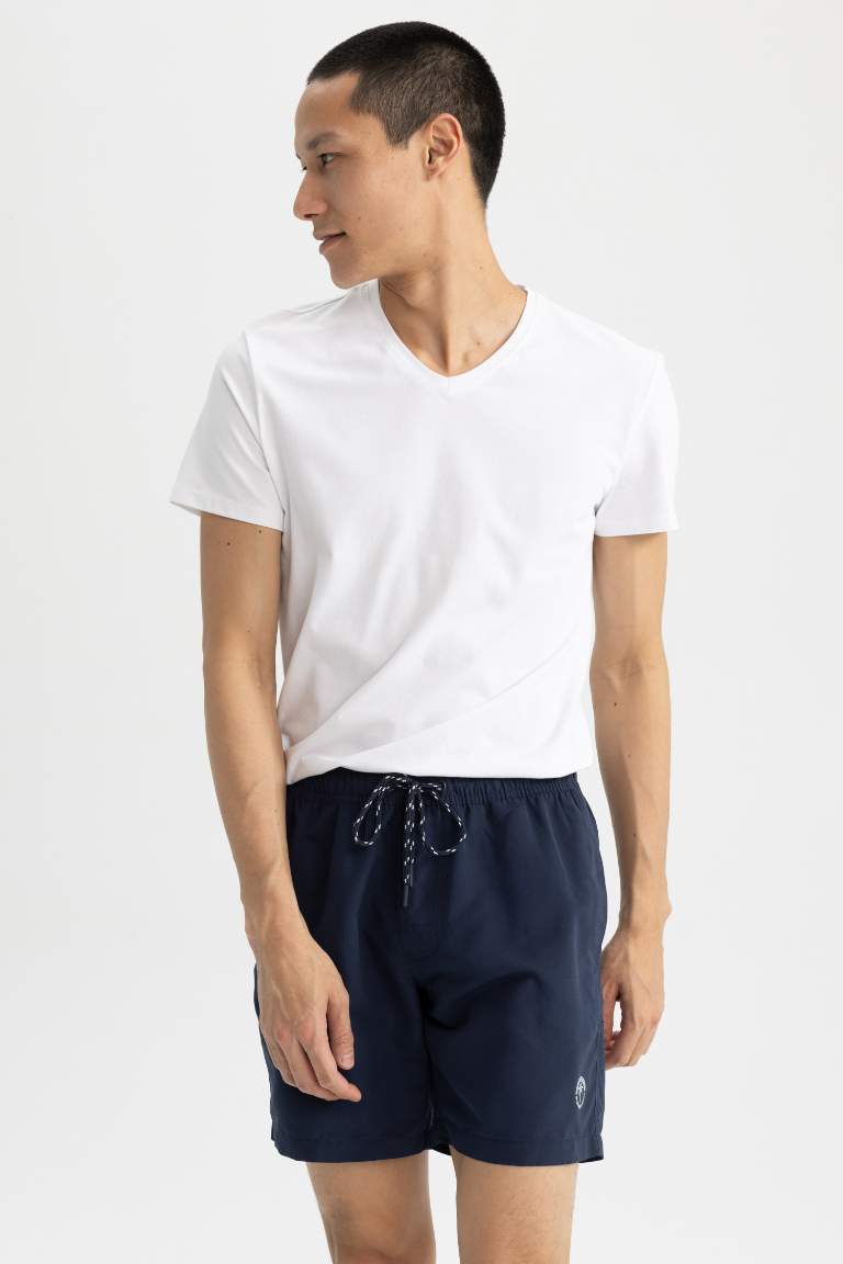 Regular Fit Basic Düz Diz Üstü Deniz Şortu