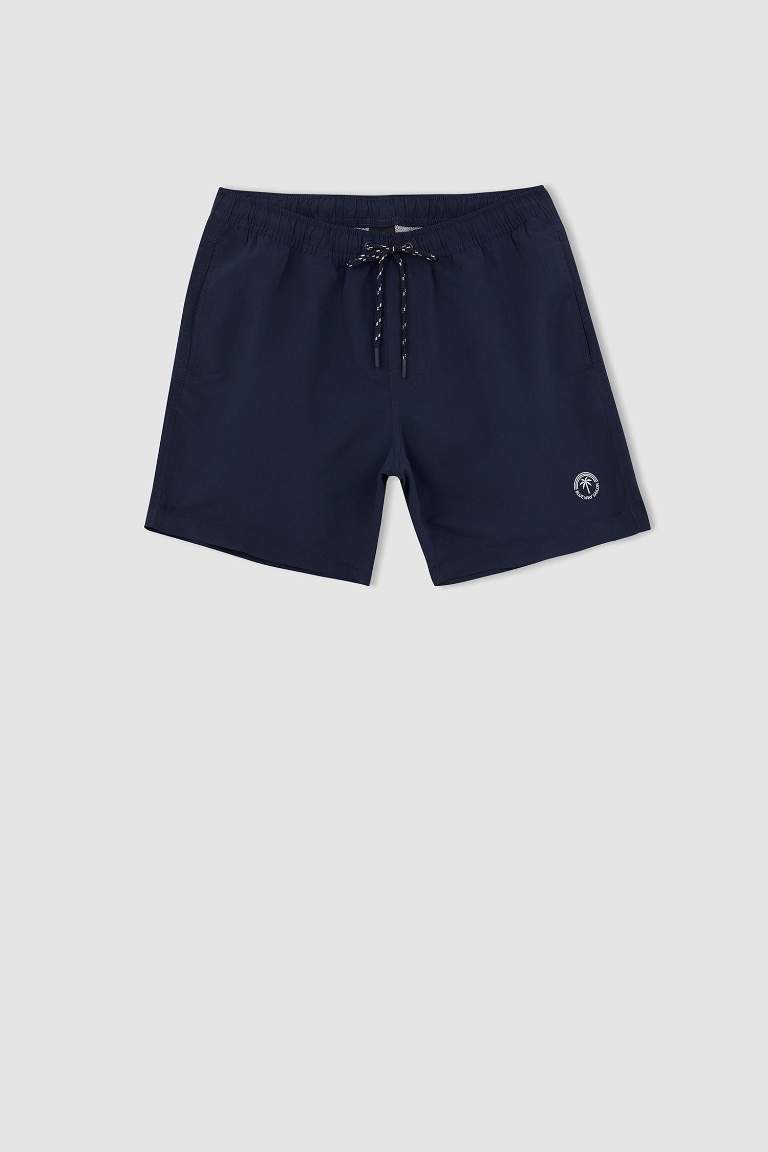 Regular Fit Basic Düz Diz Üstü Deniz Şortu