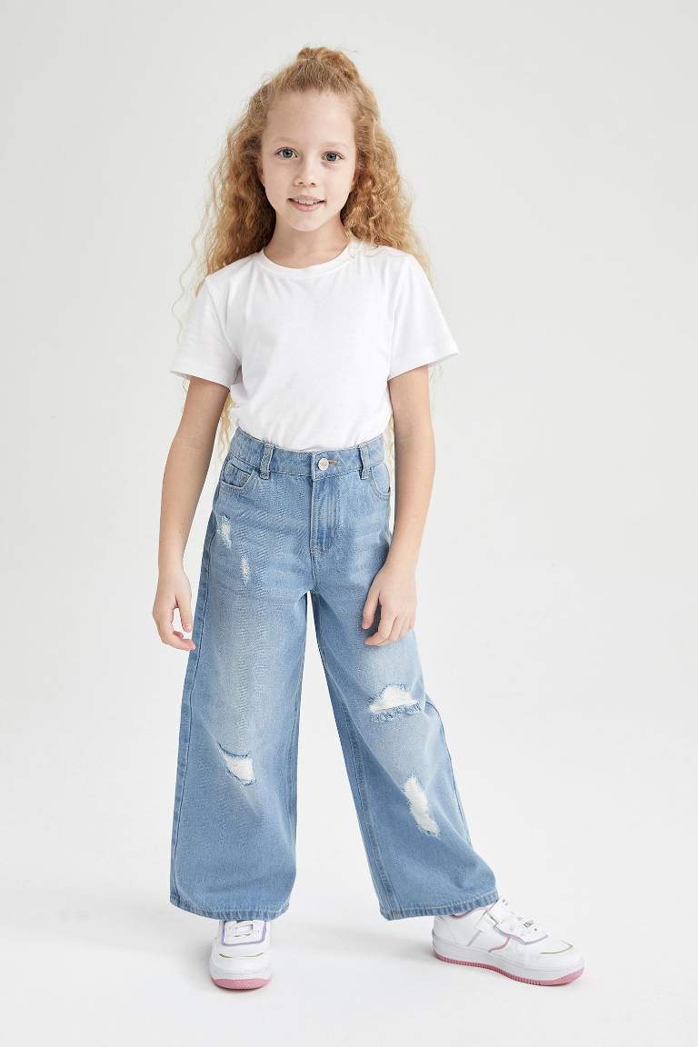 Blue GIRLS & TEENS Girl Wide Leg Ripped Detailed Wide Leg Jeans 2752702 ...