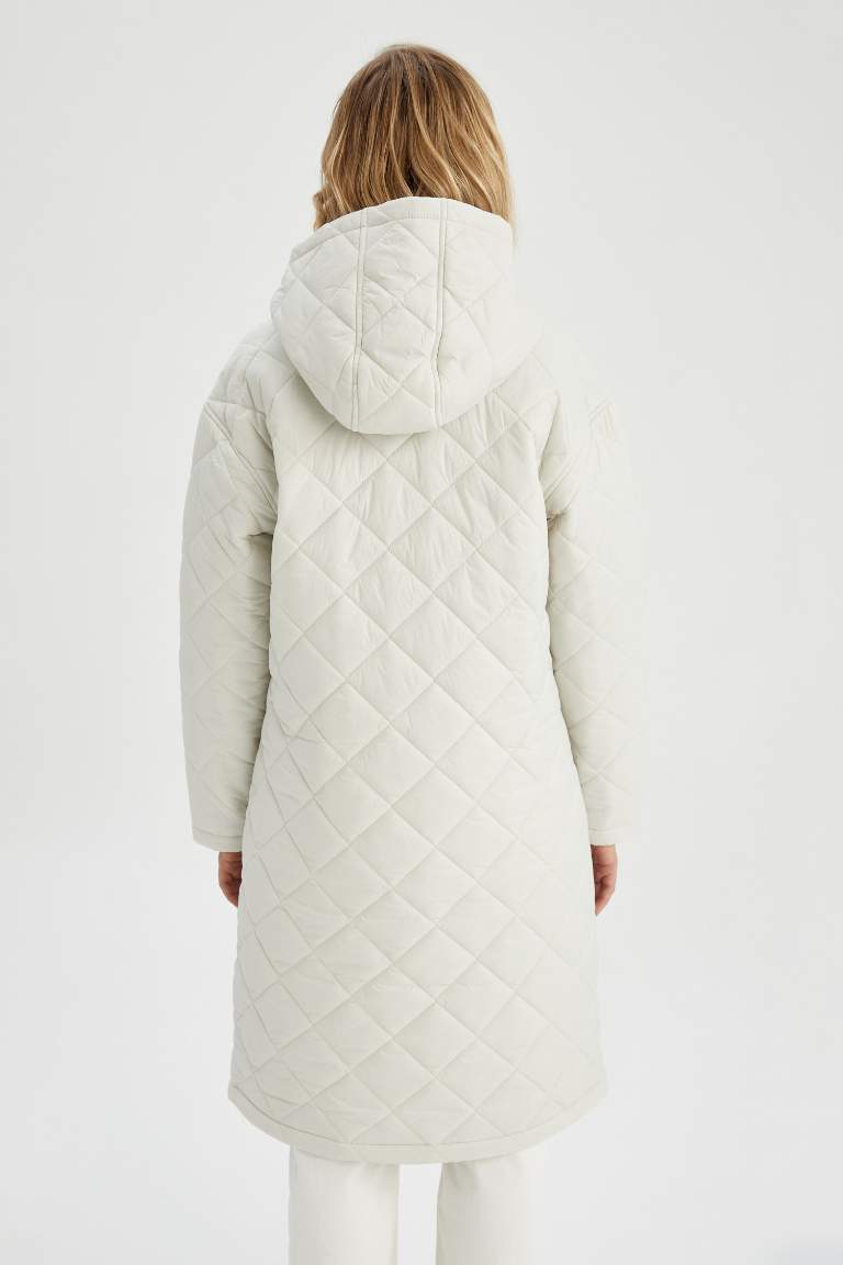 Su İtici Oversize Fit Kapüşonlu Gizli Fermuar İnce Parka