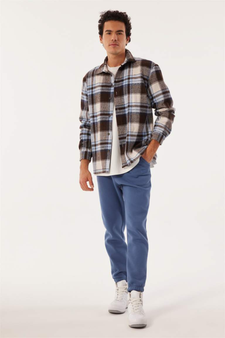 Chemise à Carreaux à Manches Longues Pour Homme - Coupe Classique, Tissu Doux En Coton-polyester - Style Décontracté
