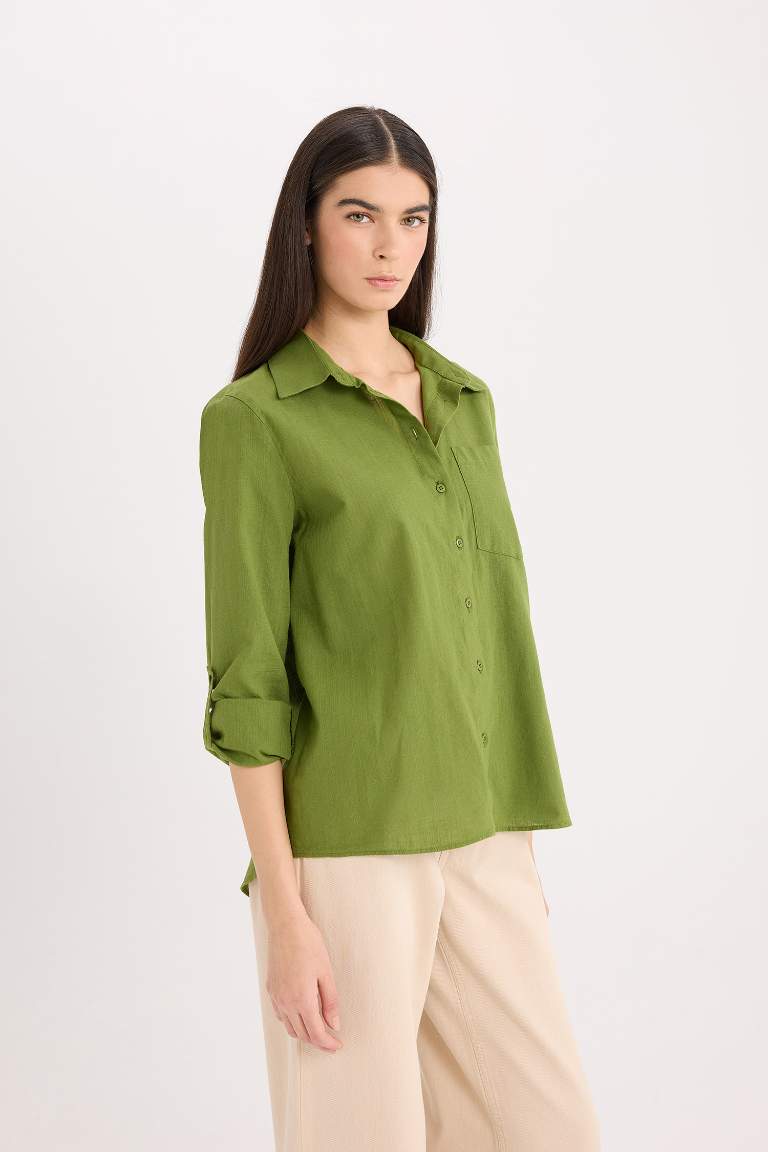 Regular Fit Basic Pocketed Long Sleeve Shirt