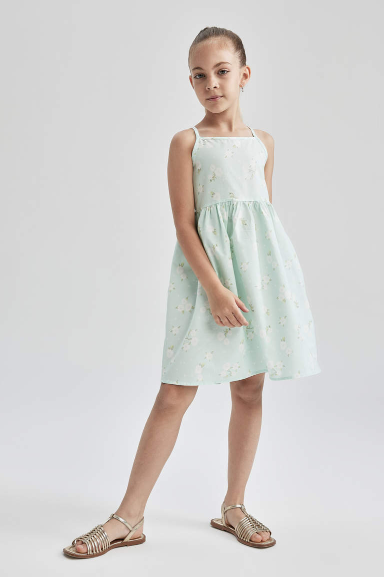 Turquoise GIRLS & TEENS Girl Regular Fit Strappy Poplin Dress 2473857 ...