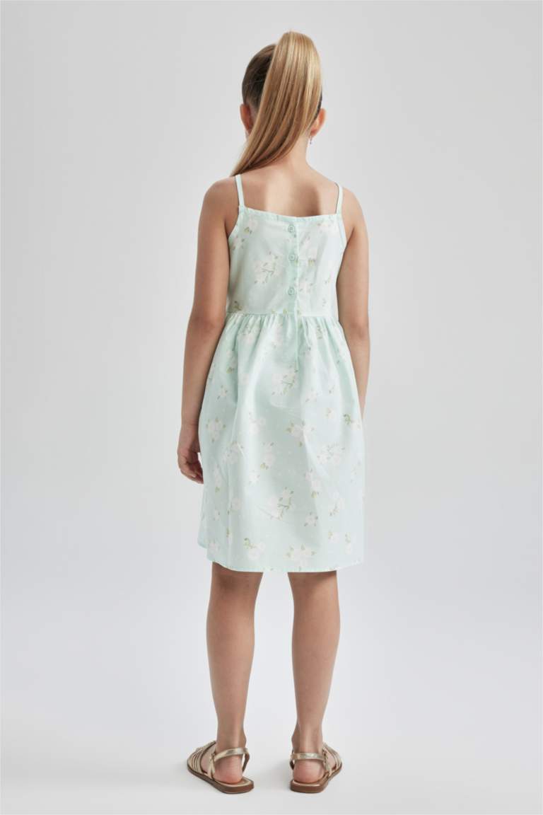 Turquoise Girls & Teens Girl Regular Fit Strappy Poplin