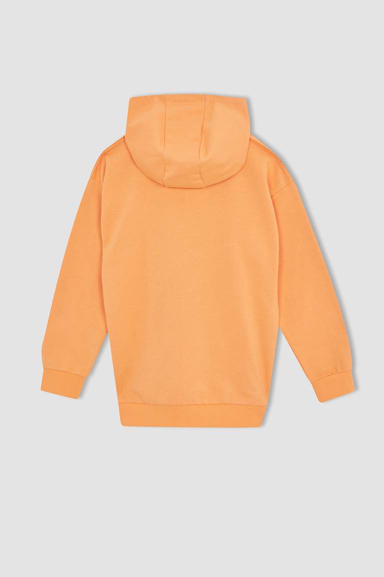 Boy Oversized Fit Long Sleeve Skull Print Hoodie