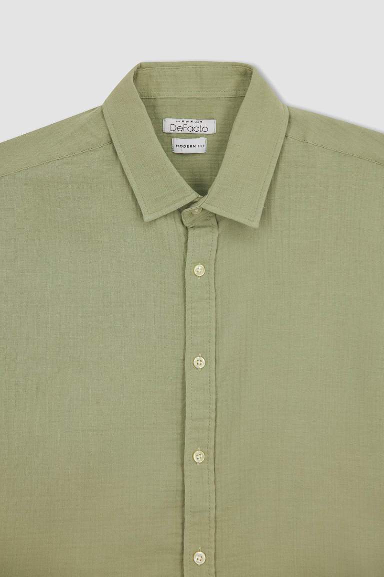 Khaki MAN Modern Fit Polo Neck Long Sleeve Shirt 2745001 | DeFacto