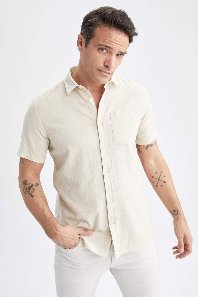 Regular Fit Polo Collar Cotton Short Sleeve Shirt