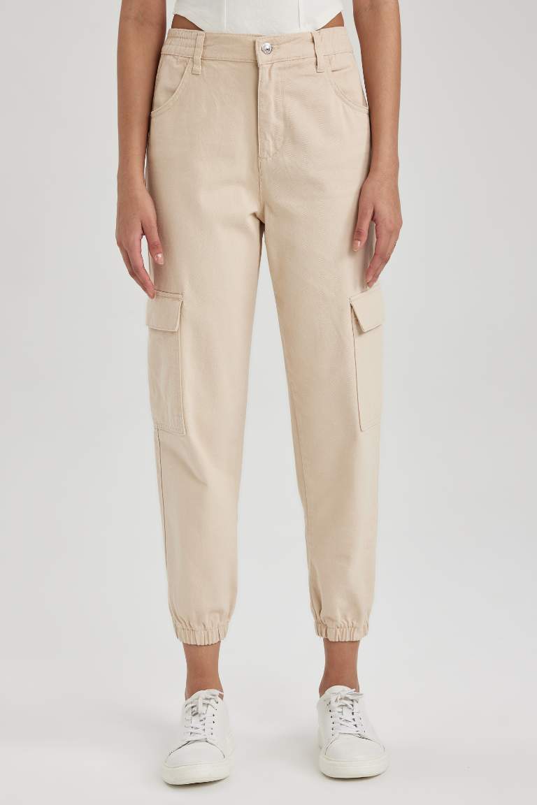 Cargo Jogger Normal Waist Gabardine Cotton Trousers