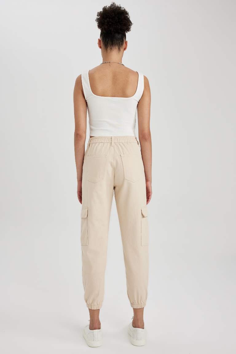 Cargo Jogger Normal Waist Gabardine Cotton Trousers