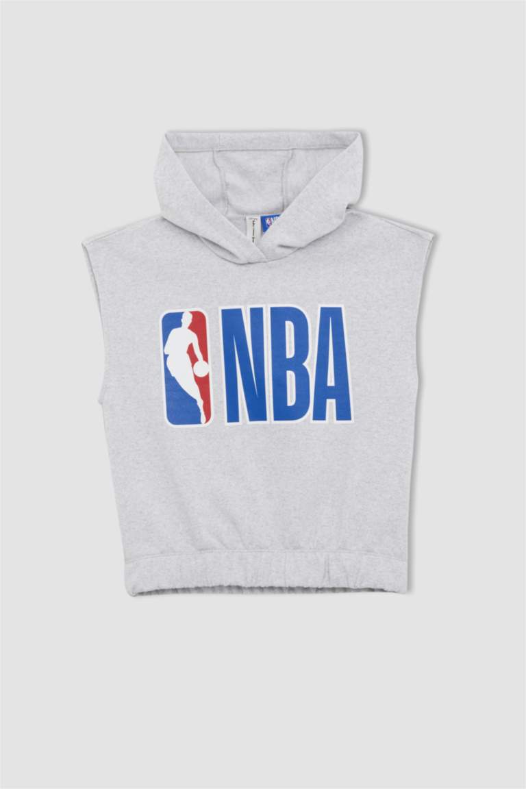 Girl Regular Fit Sleeveless NBA Printed Hoodie