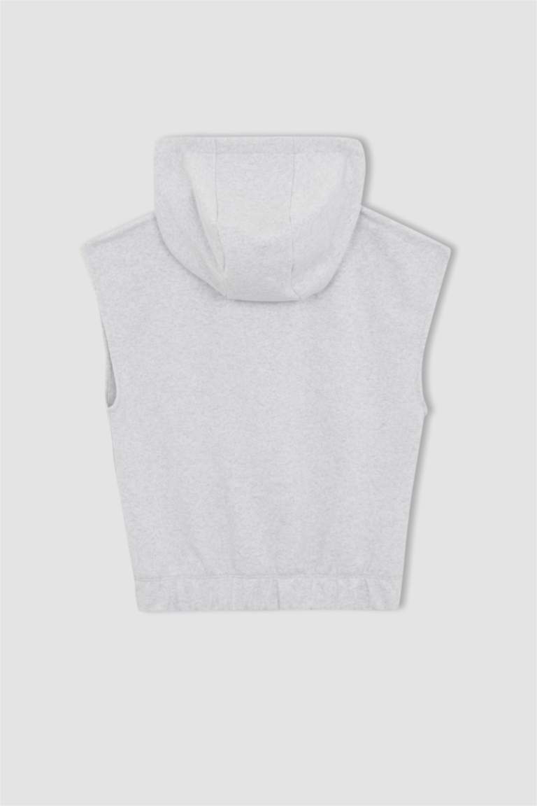 Girl Regular Fit Sleeveless NBA Printed Hoodie