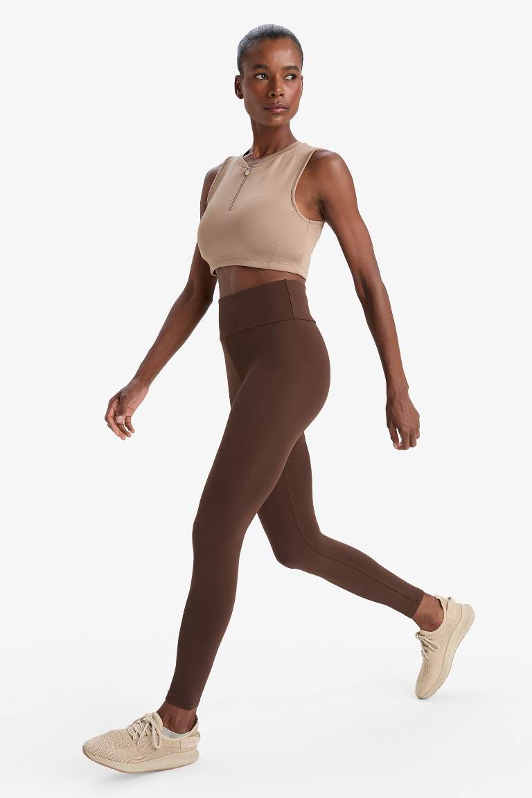DefactoFit Toparlayıcı Yüksek Bel İçi Yumuşak Tüylü Beli Saran Basic Düz Sporcu Tayt