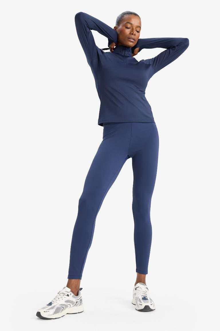 DefactoFit Toparlayıcı Yüksek Bel İçi Yumuşak Tüylü Beli Saran Basic Düz Sporcu Tayt