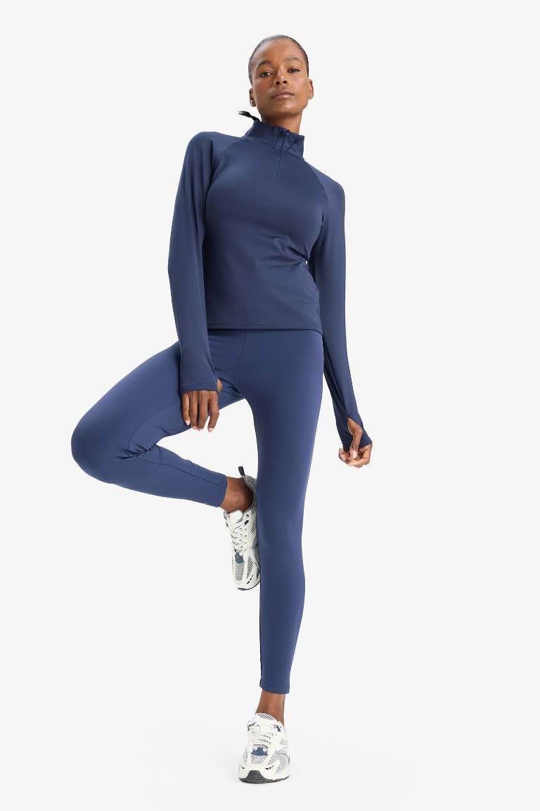 DefactoFit Toparlayıcı Yüksek Bel İçi Yumuşak Tüylü Beli Saran Basic Düz Sporcu Tayt