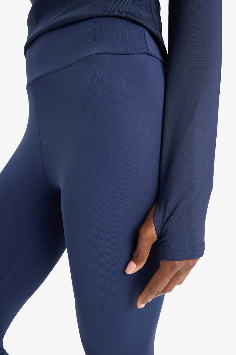 DefactoFit Toparlayıcı Yüksek Bel İçi Yumuşak Tüylü Beli Saran Basic Düz Sporcu Tayt