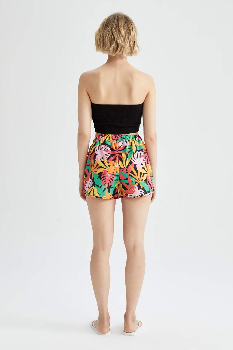 Regular Fit Palm Print Mini Swimming Short