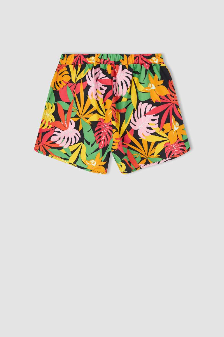 Regular Fit Palm Print Mini Swimming Short