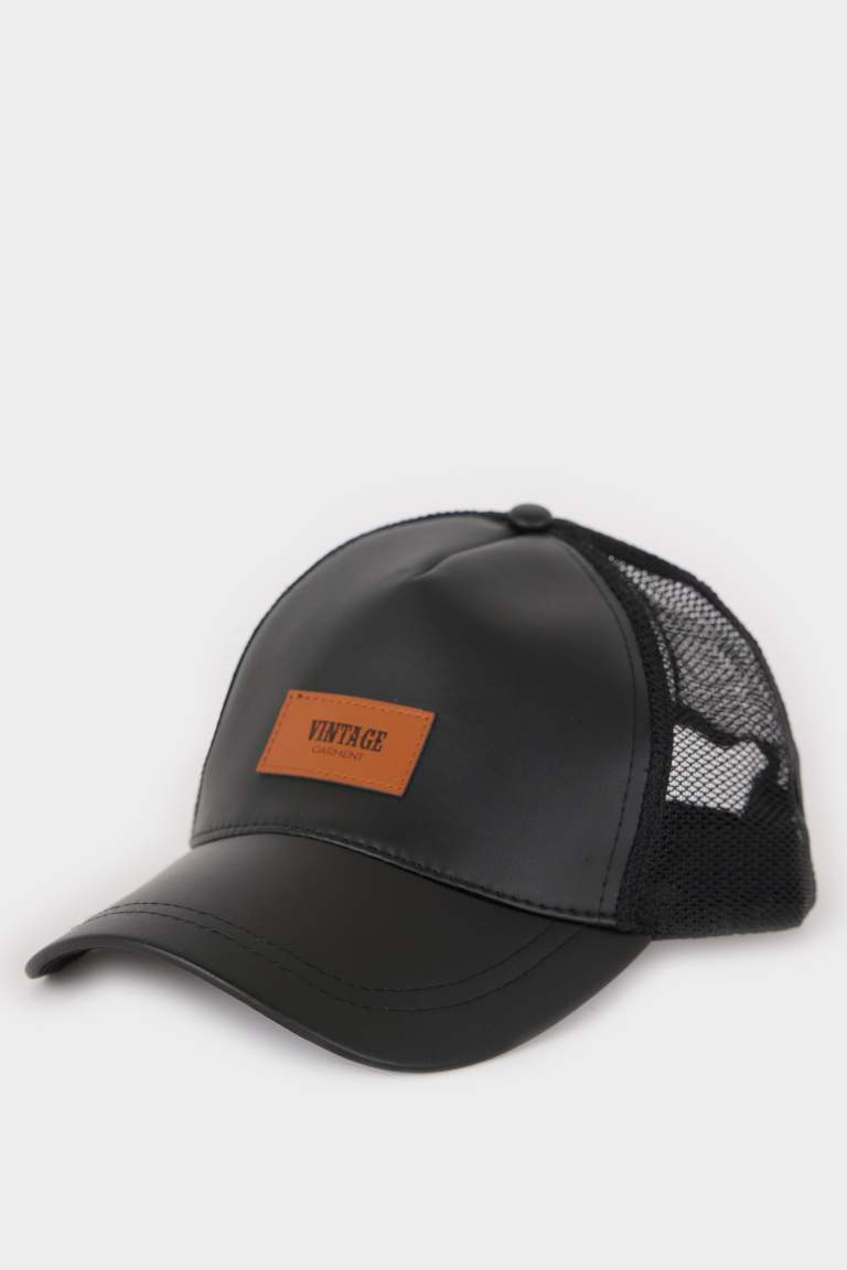 Casquette en simili cuir pour homme