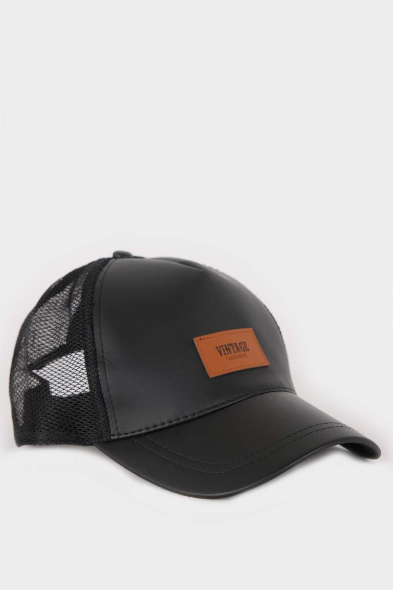 Casquette en simili cuir pour homme