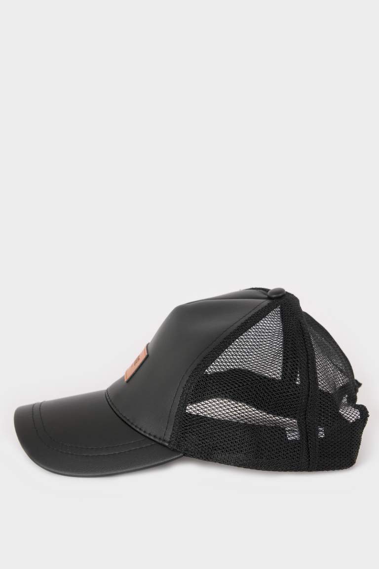 Casquette en simili cuir pour homme