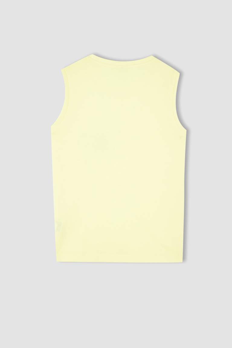 Boy Regular Fit Sleeveless Slogan Print Vest