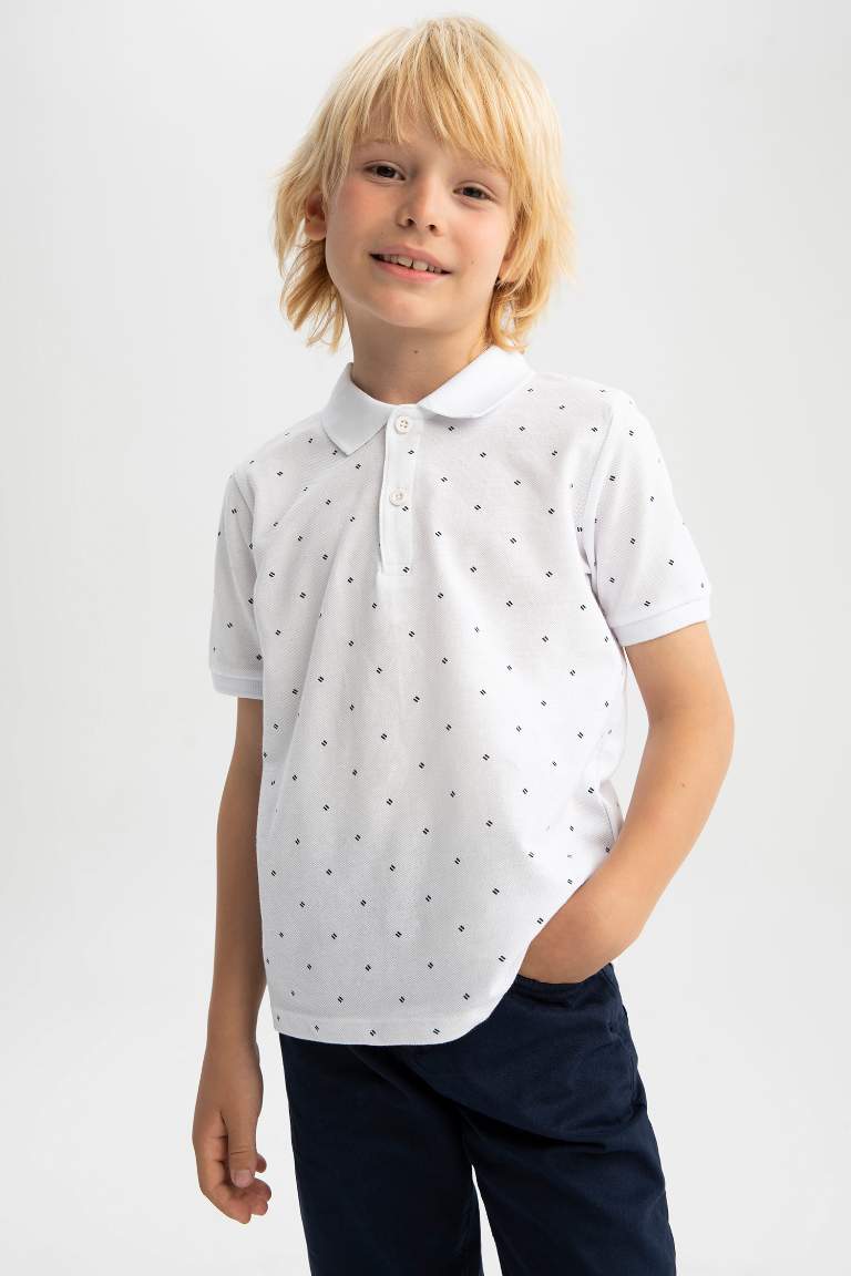 Boy Regular Fit Short Sleeve Polka Dot Print T-Shirt