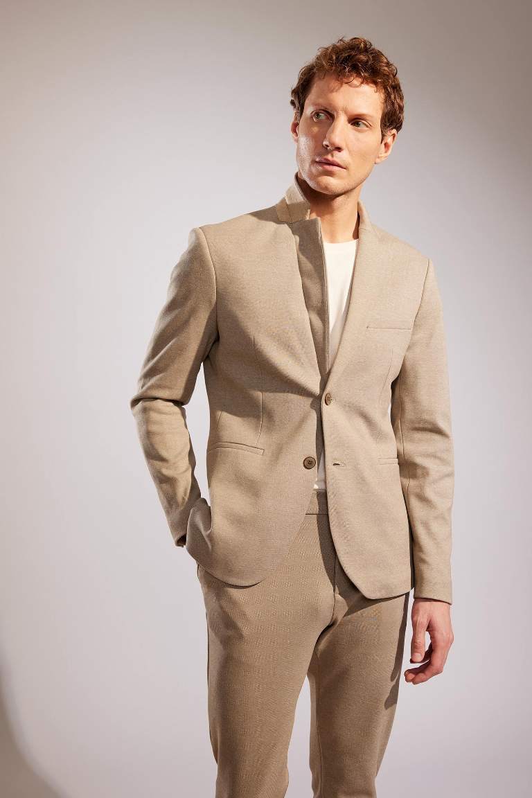 Slim Fit Dar Kesim Astarlı Blazer Ceket