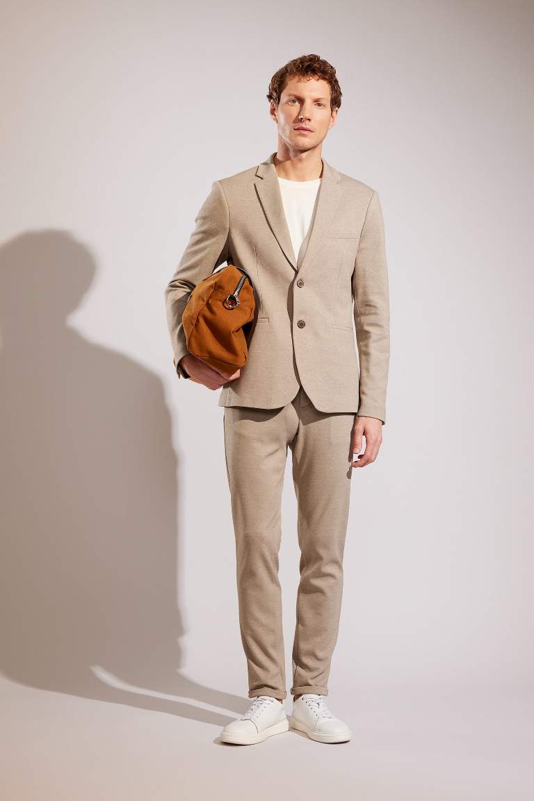 Slim Fit Dar Kesim Astarlı Blazer Ceket