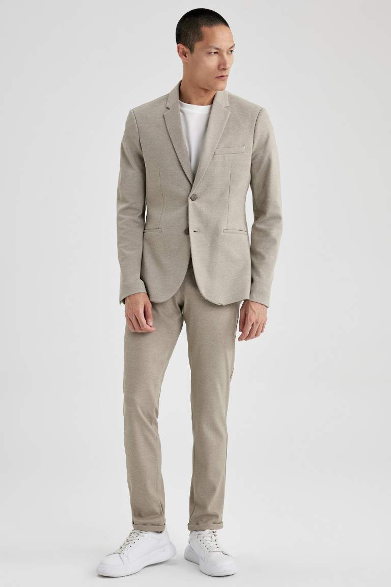Slim Fit Dar Kesim Astarlı Blazer Ceket