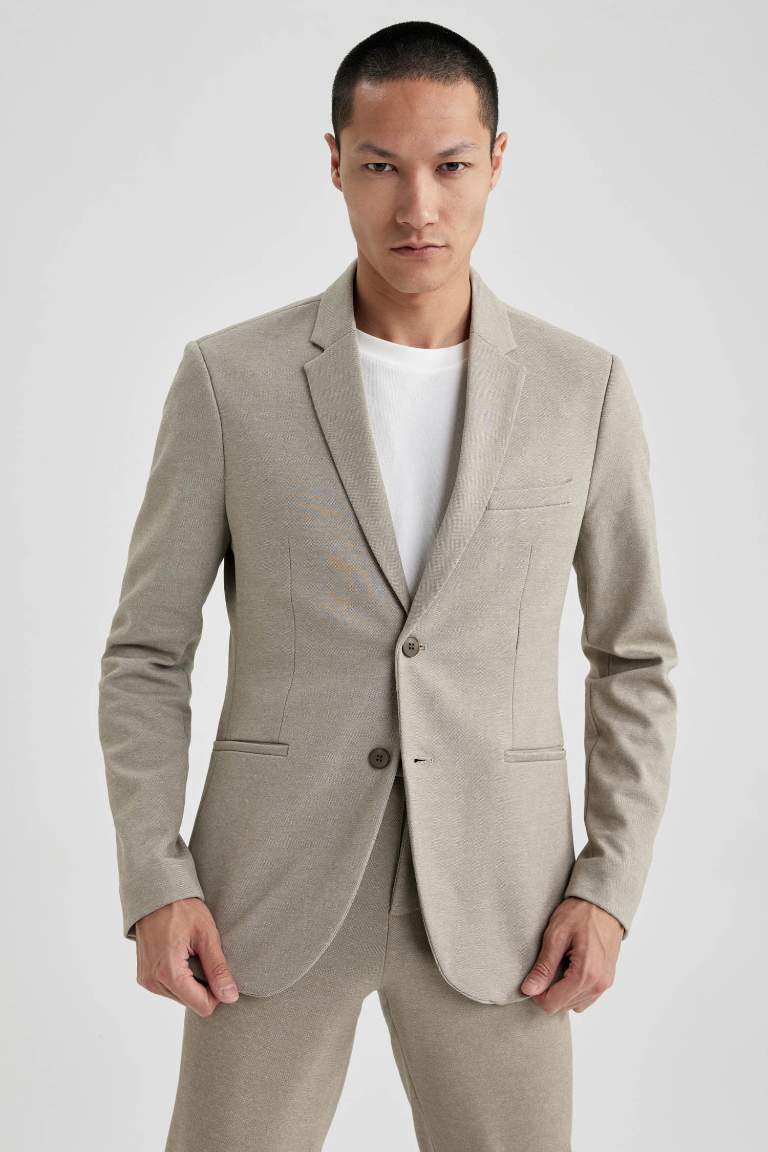 Slim Fit Dar Kesim Astarlı Blazer Ceket