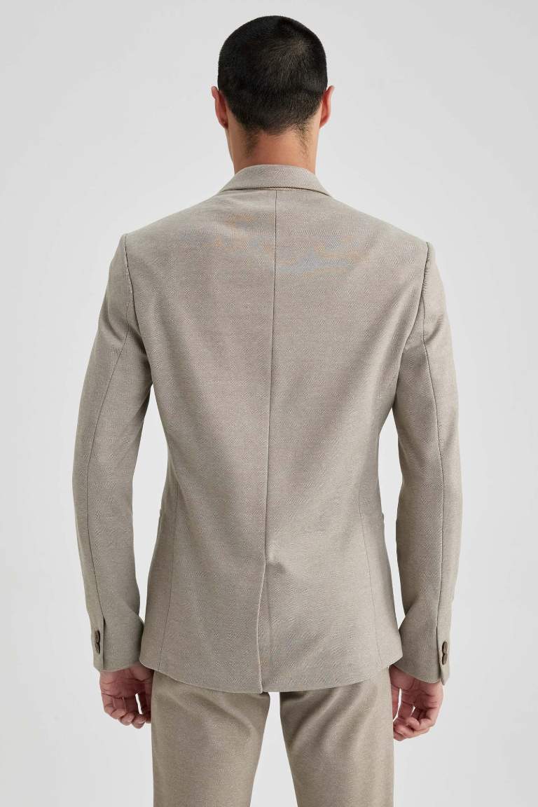 Slim Fit Dar Kesim Astarlı Blazer Ceket