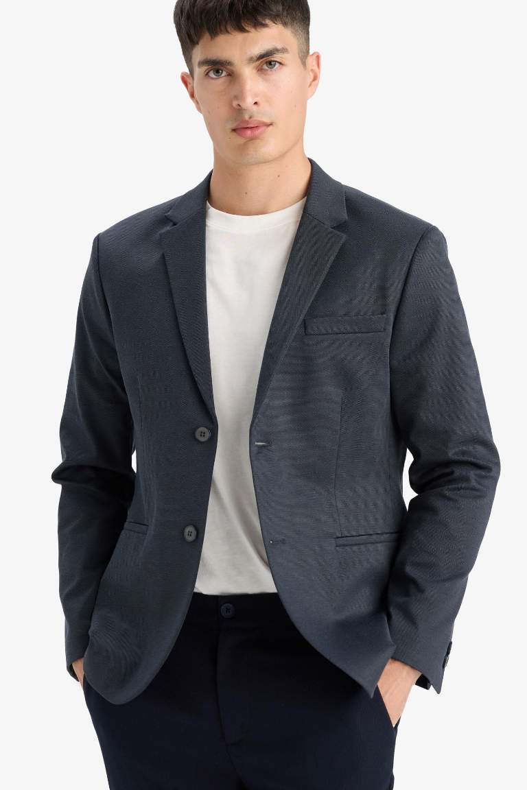 Slim Fit Dar Kesim Astarlı Blazer Ceket