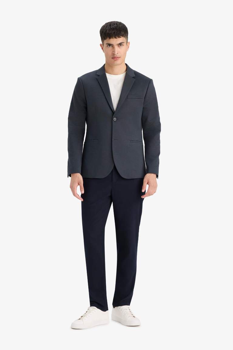 Slim Fit Dar Kesim Astarlı Blazer Ceket