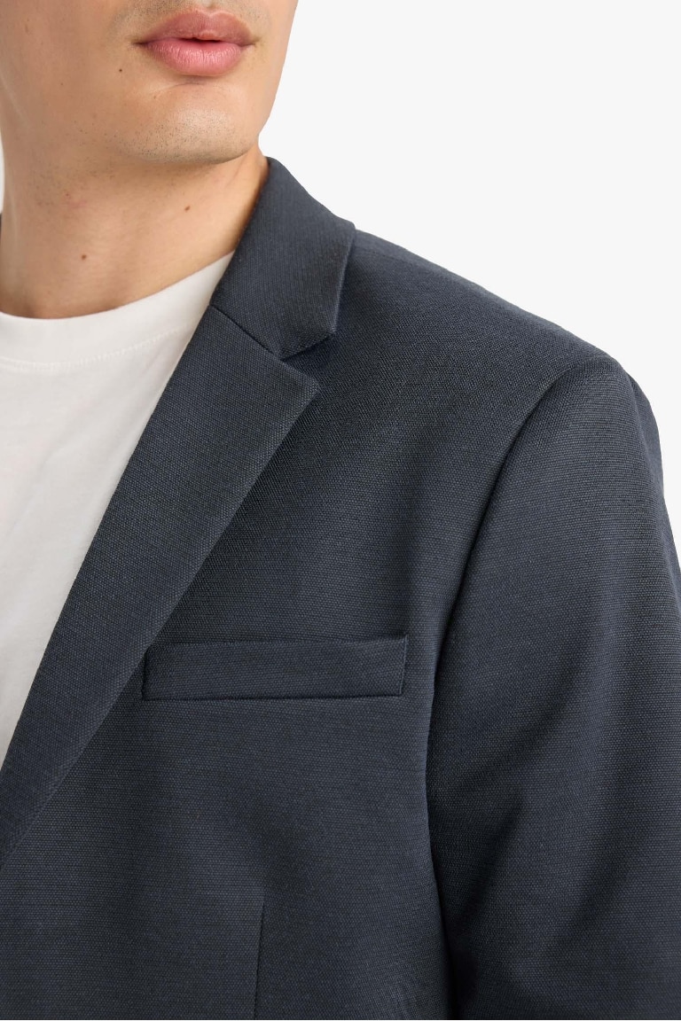 Slim Fit Dar Kesim Astarlı Blazer Ceket