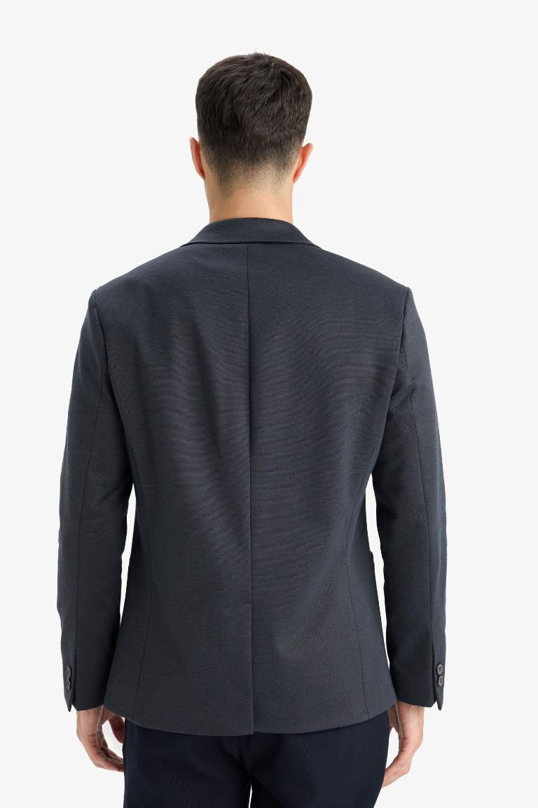 Slim Fit Dar Kesim Astarlı Blazer Ceket