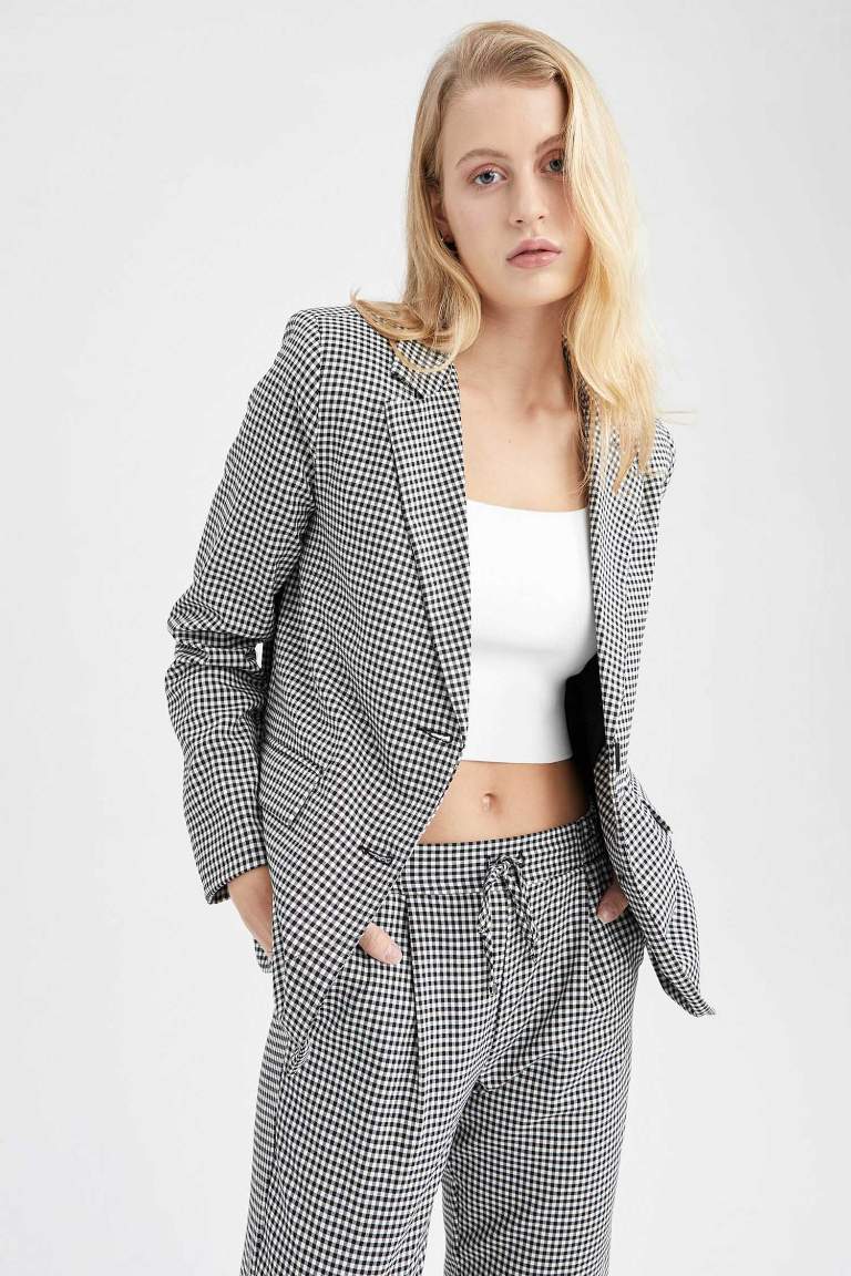 Loose Fit Pötikare Desenli Blazer Ceket