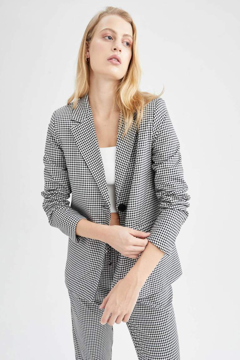 Loose Fit Pötikare Desenli Blazer Ceket