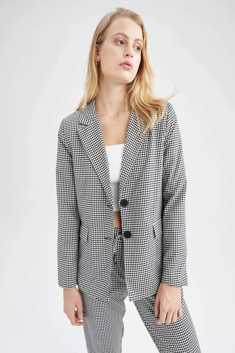 Loose Fit Pötikare Desenli Blazer Ceket